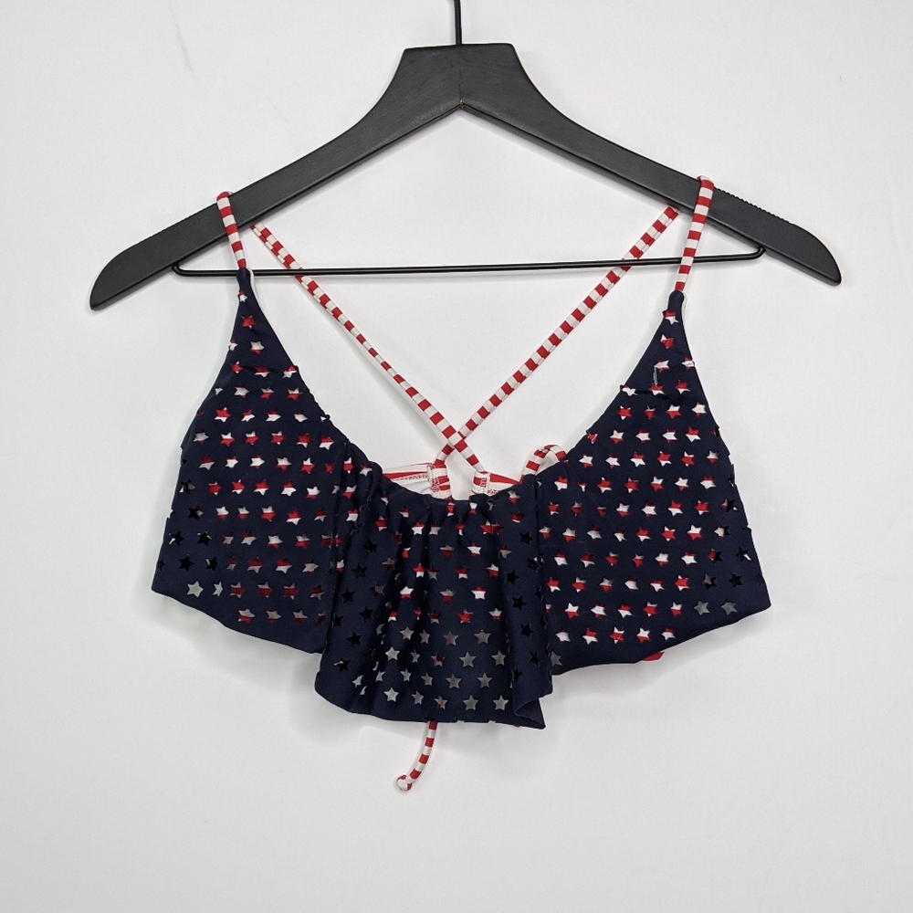 Mossimo Stars and Stripes Flounce Bathing Suit Top